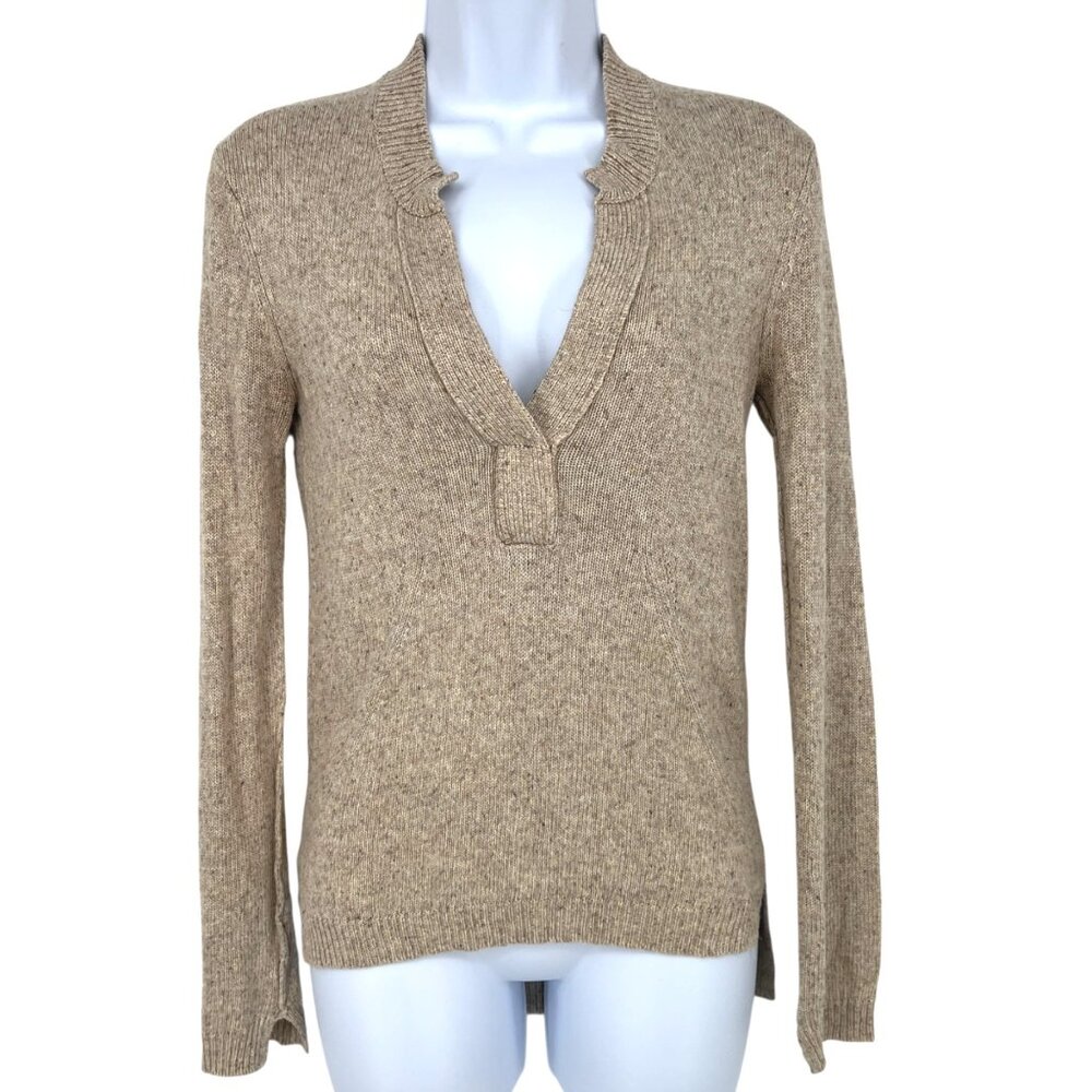 Brochu Walker The Dormer Henley Linen Blend Sweater Tan Beige Size XS